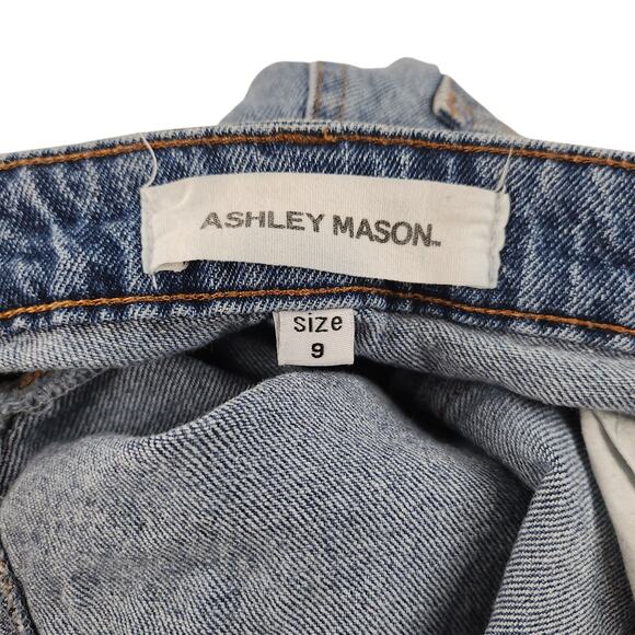 Ashley Mason Jeans 9 Bleached Stone Washed Light Denim Ripped Destroyed Mom - Picture 12 of 14